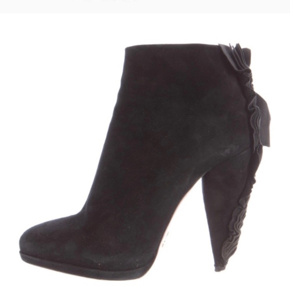 Prada ruffle trimmed ankle boots